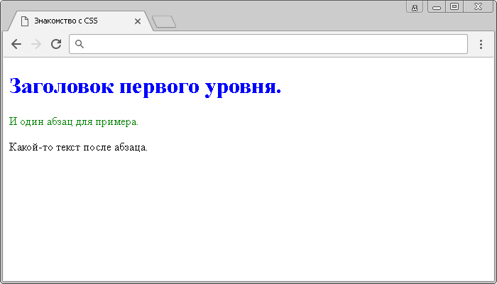 Рис. 1 Пример использования внутренней таблицы стилей.