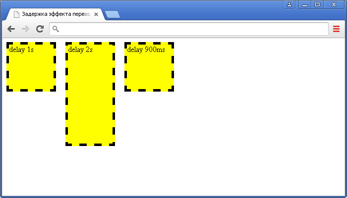 Задержка эффекта перехода в CSS (свойство transition-delay).