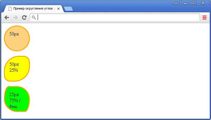 Рис. 92. Пример округления углов элемента в CSS.