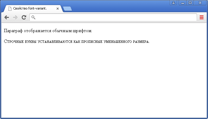 Открыть в новом окне. Пример использования свойства CSS font-variant.