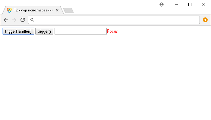 Открыть в новом окне. Пример использования jQuery метода .triggerHandler().
