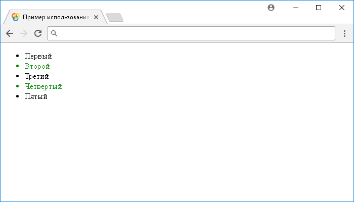 Открыть в новом окне. Пример использования jQuery метода .each()