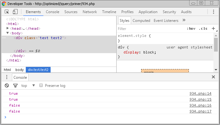 Открыть в новом окне. Пример использования jQuery метода .hasClass()